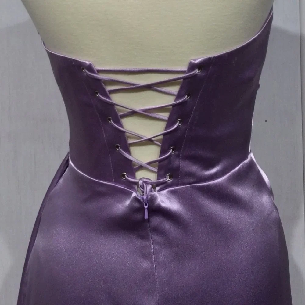 NEW LONG OFF THE SHOULDER STRAPLESS SATIN DRESS WITH STRUCTURAL CORSET CD294 - Picture 8 of 10